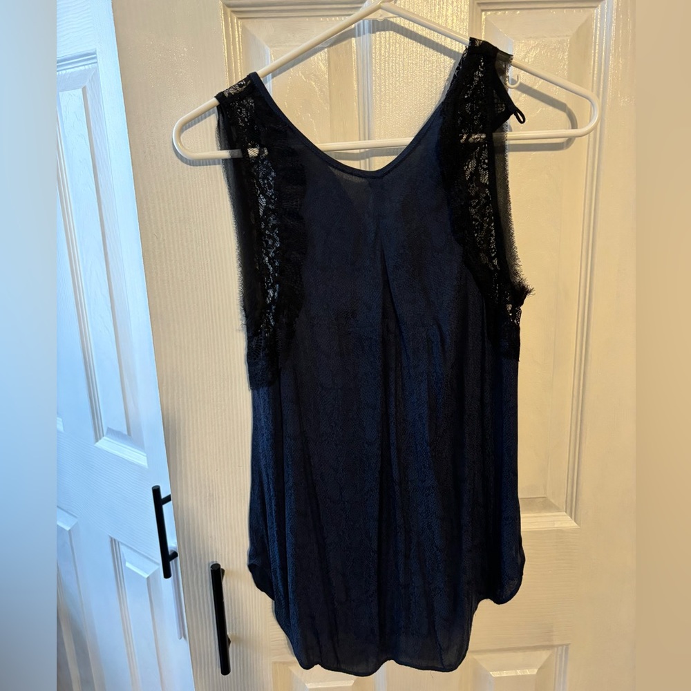 Rachel Roy lace detail tank in blue and black